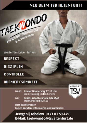 Taekwondo Anzeige